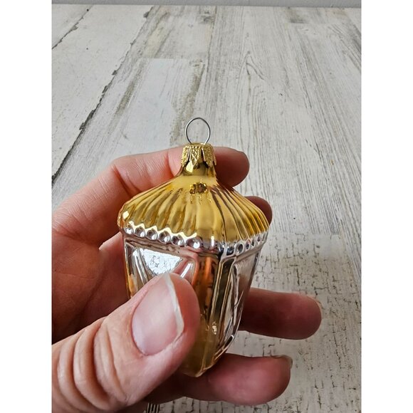 Vintage lantern candle clock Mercury glass ornament set Xmas tree gold - Picture 9 of 12